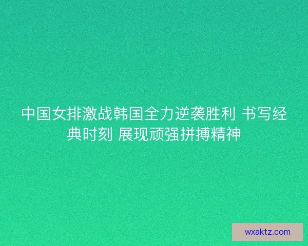 中国女排激战韩国全力逆袭胜利 书写经典时刻 展现顽强拼搏精神