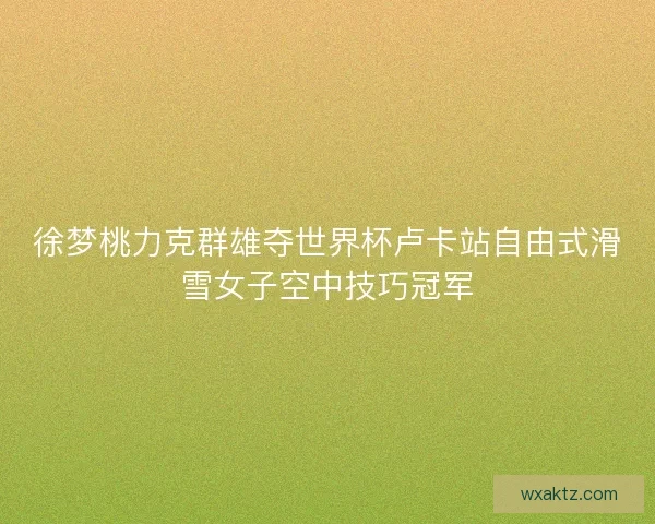 徐梦桃力克群雄夺世界杯卢卡站自由式滑雪女子空中技巧冠军